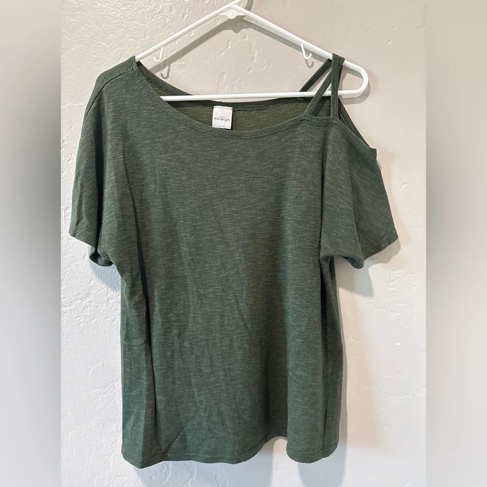 Kaileigh Olive Green One Shoulder Knit Top - Picture 1 of 7